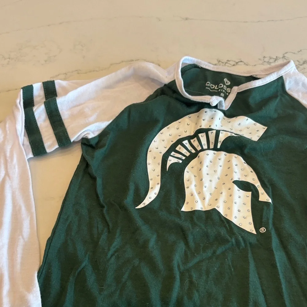 Spartan Kids' Long Sleeve Tee - Green & White